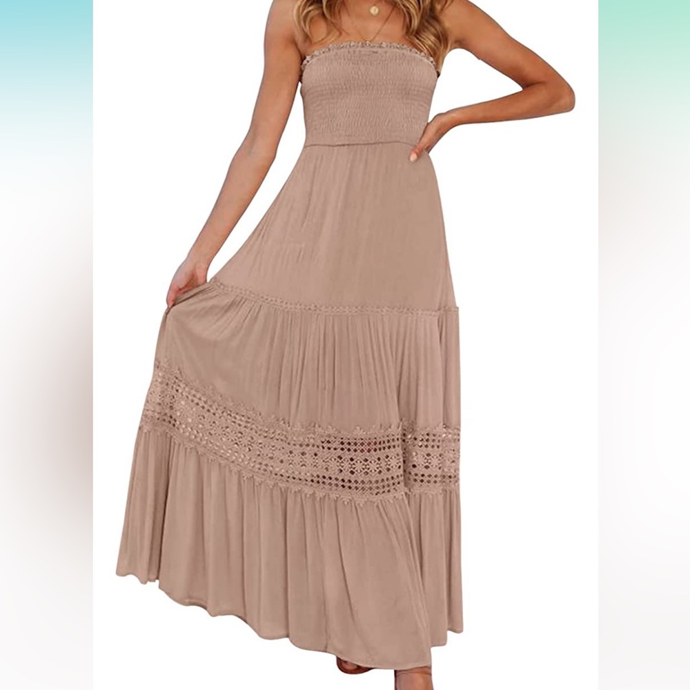Boho Pink Strapless Maxi Dress Size S